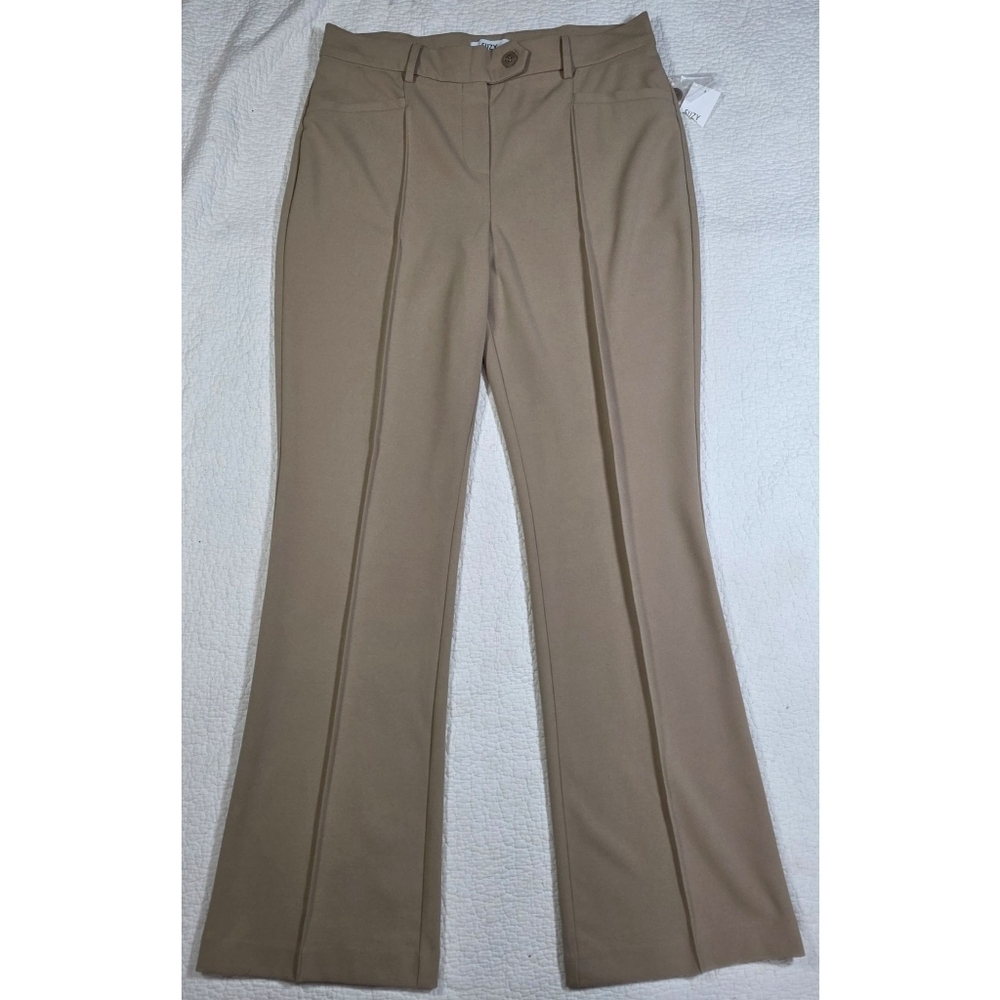 NWT Suzy Shier Tan Pleated Pull-On Trouser Dress Pants